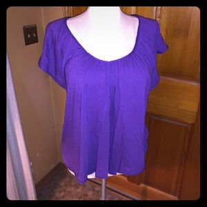 Purple Tshirt with braided neckline
